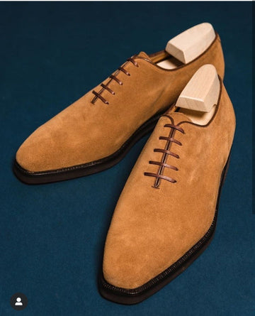 New Stylish Handmade Men's Tan Color Derby Shoes, Men's Lace Up Suede Fashion Shoes