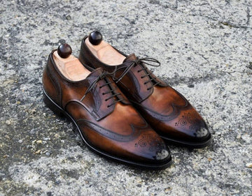 New Stylish Handmade Men's Brown Color Leather Wing Tip Brogue Dress Formal Lace Up Shoes