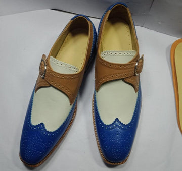 New Handmade Men's Multi Color formal shoes, Men Leather Monk Dress Fashion shoes