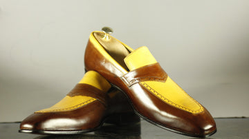 New Handmade Men's Brown Tan Leather Penny Loafers, Men Dress Fashion Driving Shoes