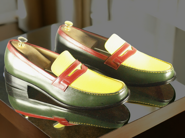 New Stylish Handmade Men's Multicolor Leather Penny Loafer Shoes, Men Dress Formal Shoes