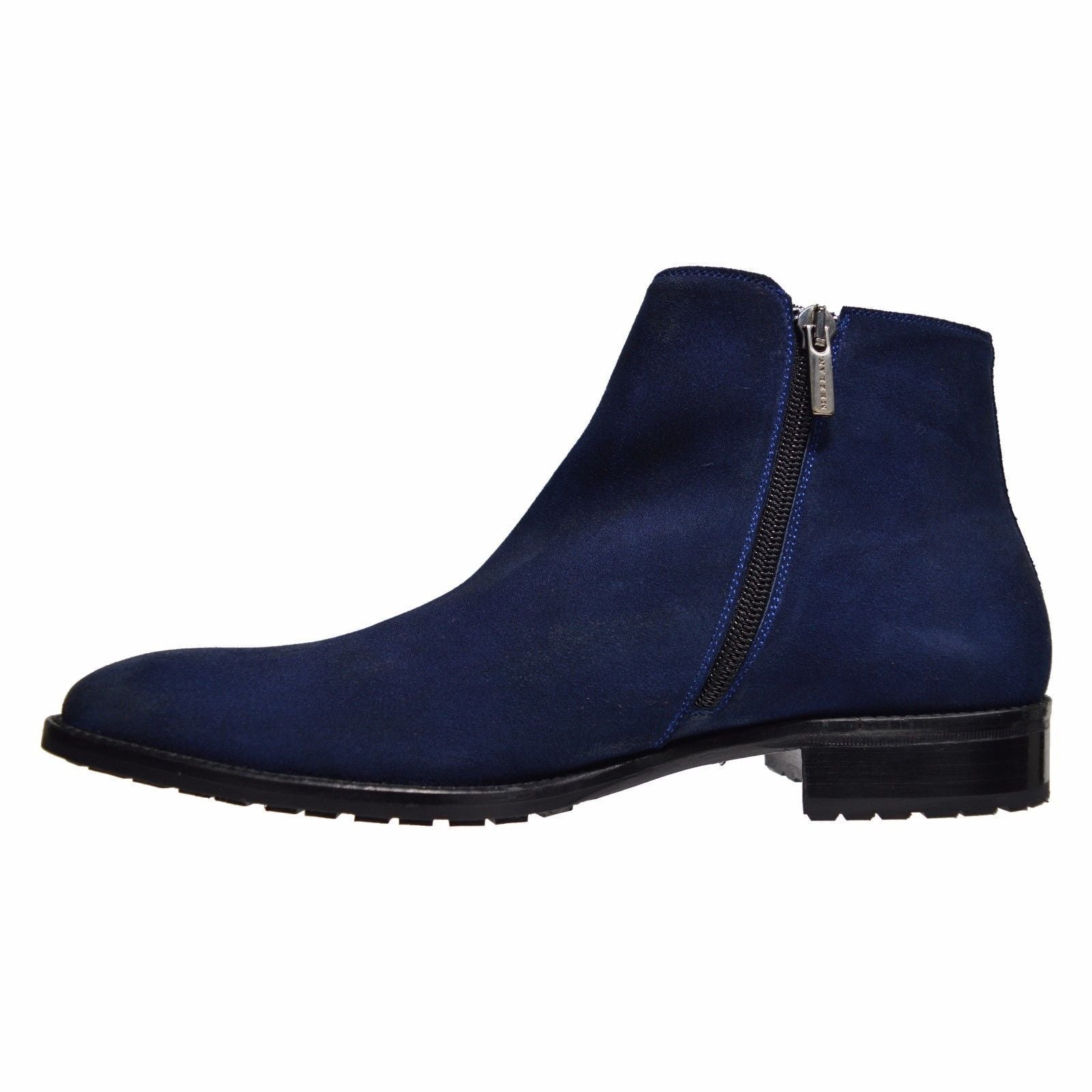 New Stylish Handmade Men's Leather Navy Blue Suede Zip Up Fashion Boots