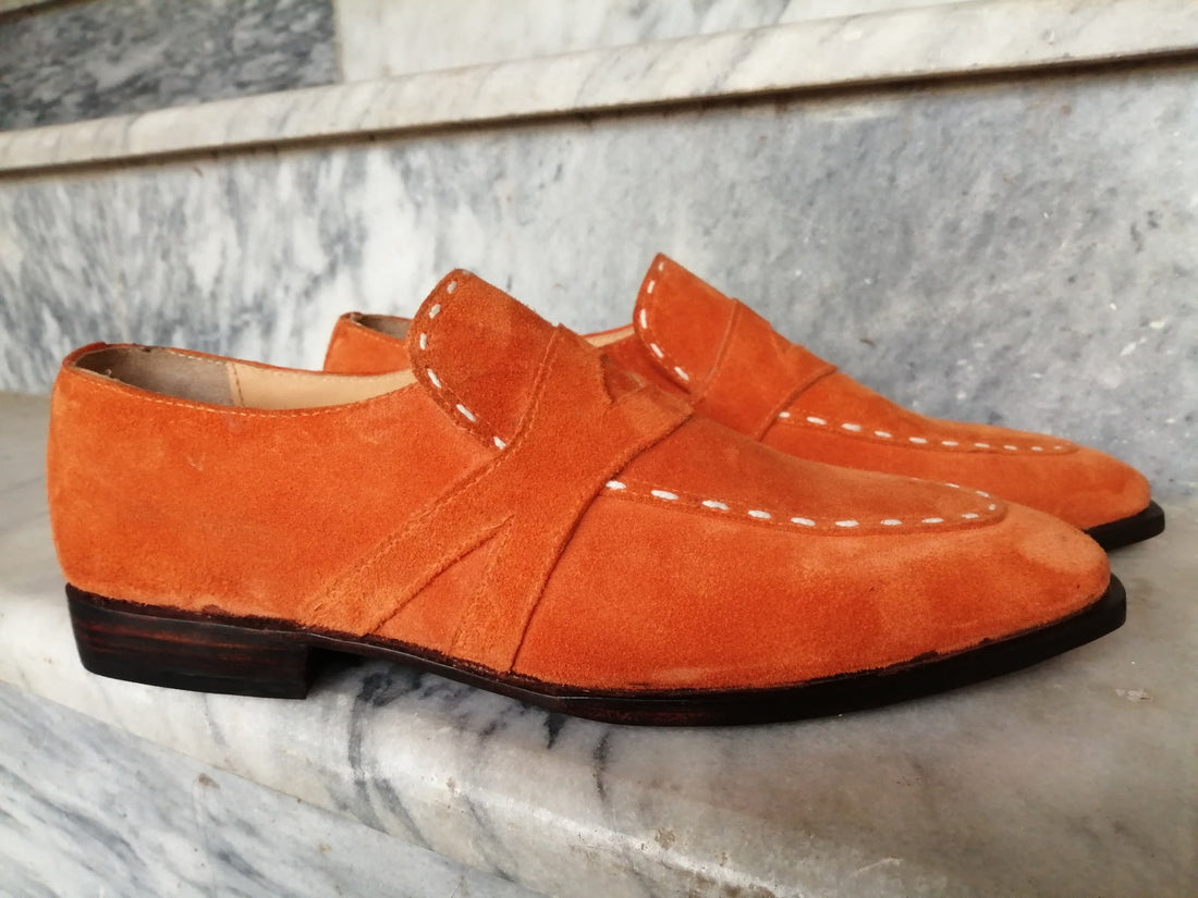 New Stylish Handmade Men's Loafer Shoes, Men's Tan Brown Suede Slip-Ons Formal Shoes