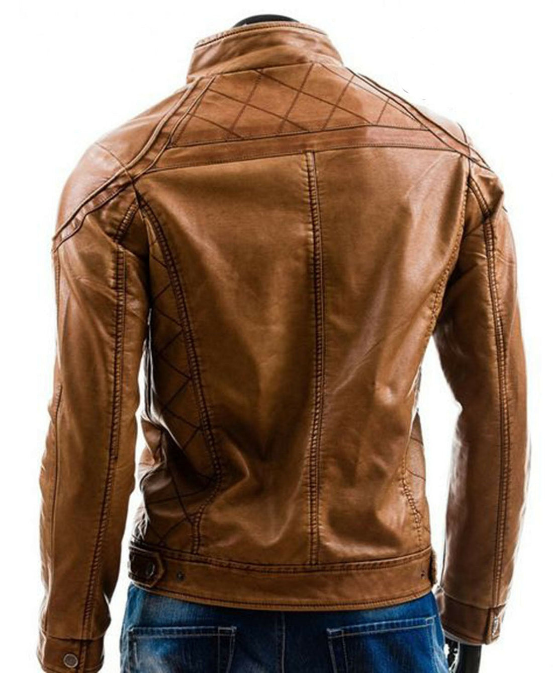 Stylish Handmade Men Brown Leather Fashionable Biker Jacket,New Motorbike Jacket