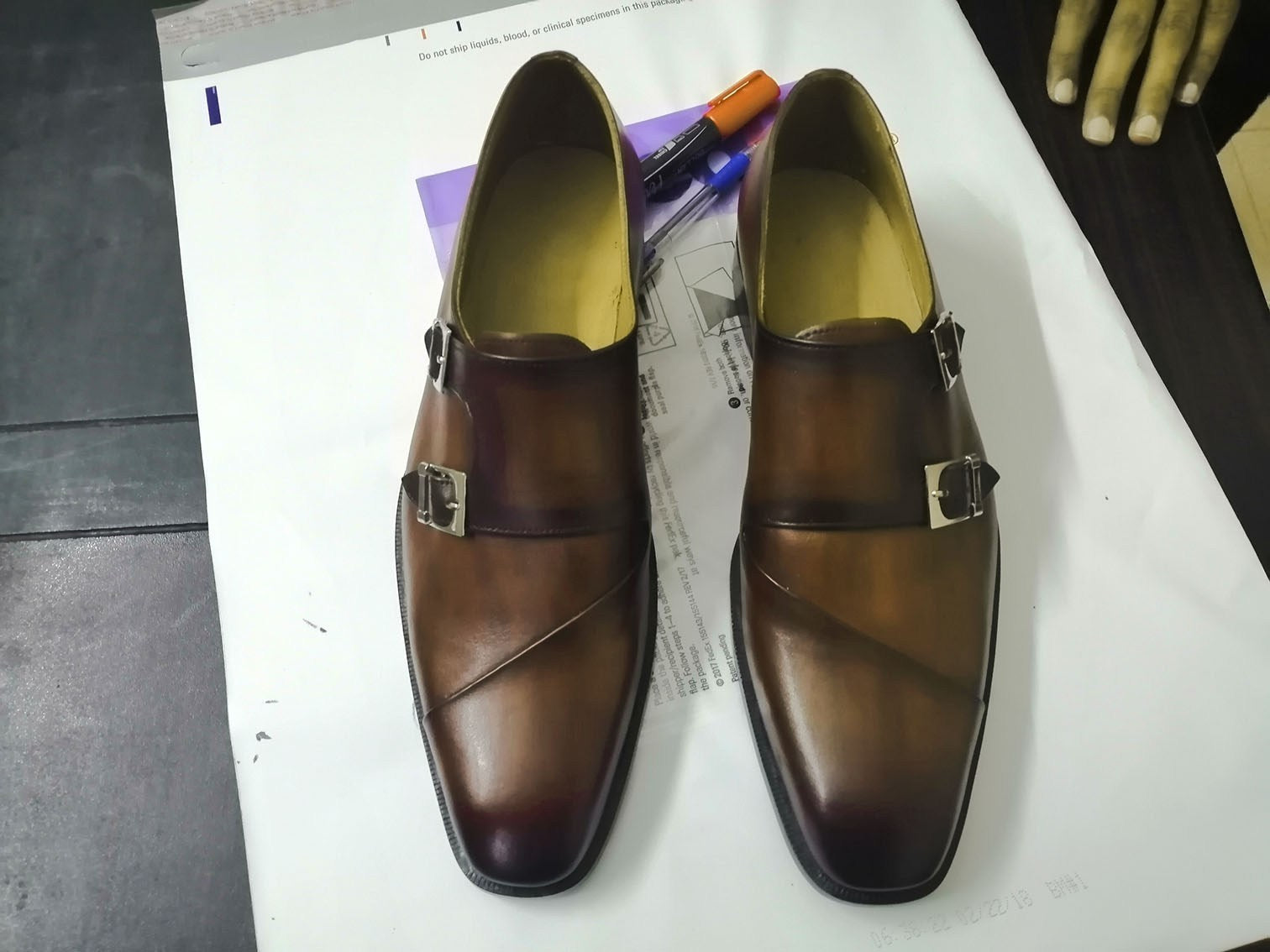 New Stylish Men's Handmade Brown Leather Double Monk Strap Dress Formal Shoes