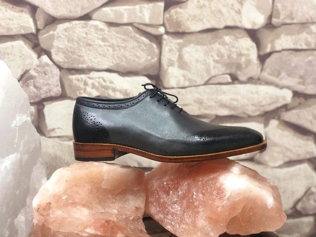 Men’s Handmade Stylish Black Gray Color Brogue Toe Fancy Shoes, Mens Formal Stylish Two-Tone Oxford Leather Shoes