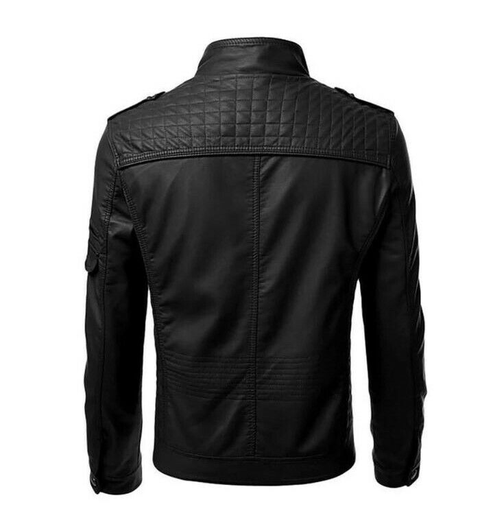 New Men's Black genuine Leather Jacket for men's, Biker Motorcycle cafe racer jacket