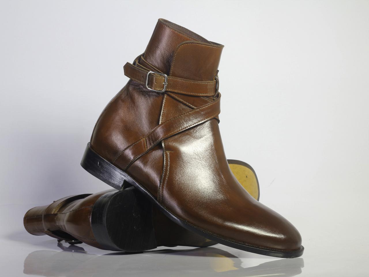 Awesome Handmade Men’s Brown Color Leather Jodhpurs, Men Jodhpur Brown Leather Boots