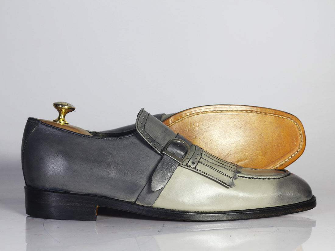 Handmade Men’s Bespoke Gray Color Fringes Leather Fringes Shoes, Mens Leather Formal Shoes