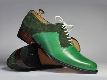 Men’s Handmade Formal Green Color Leather Suede Shoes, Mens Designer Oxford Formal Shoes