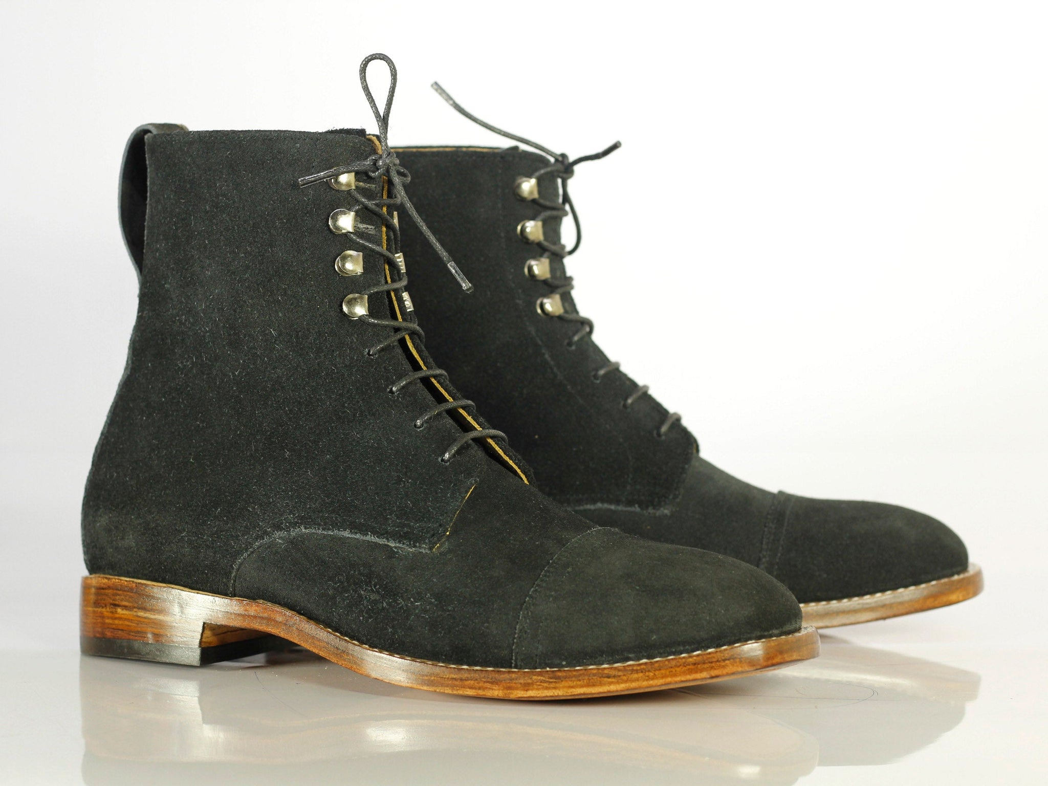 Mens Handmade Formal Black Color Suede Leather Boots, Men Stylish Designer Suede Boots