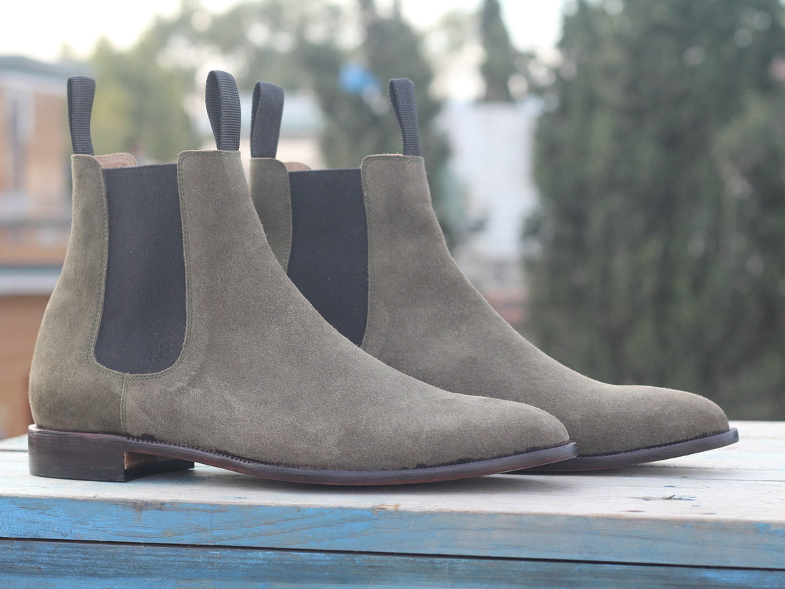 Stylish Handmade Men's Brown Suede Chelsea Boots, Men Suede Ankle Boots, Men Designer Boots