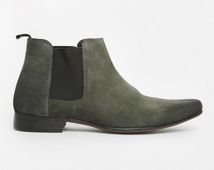 New Stylish Handmade Men’s Grey Color Boots, Suede Ankle High Chelsea Dress Slip On Boots