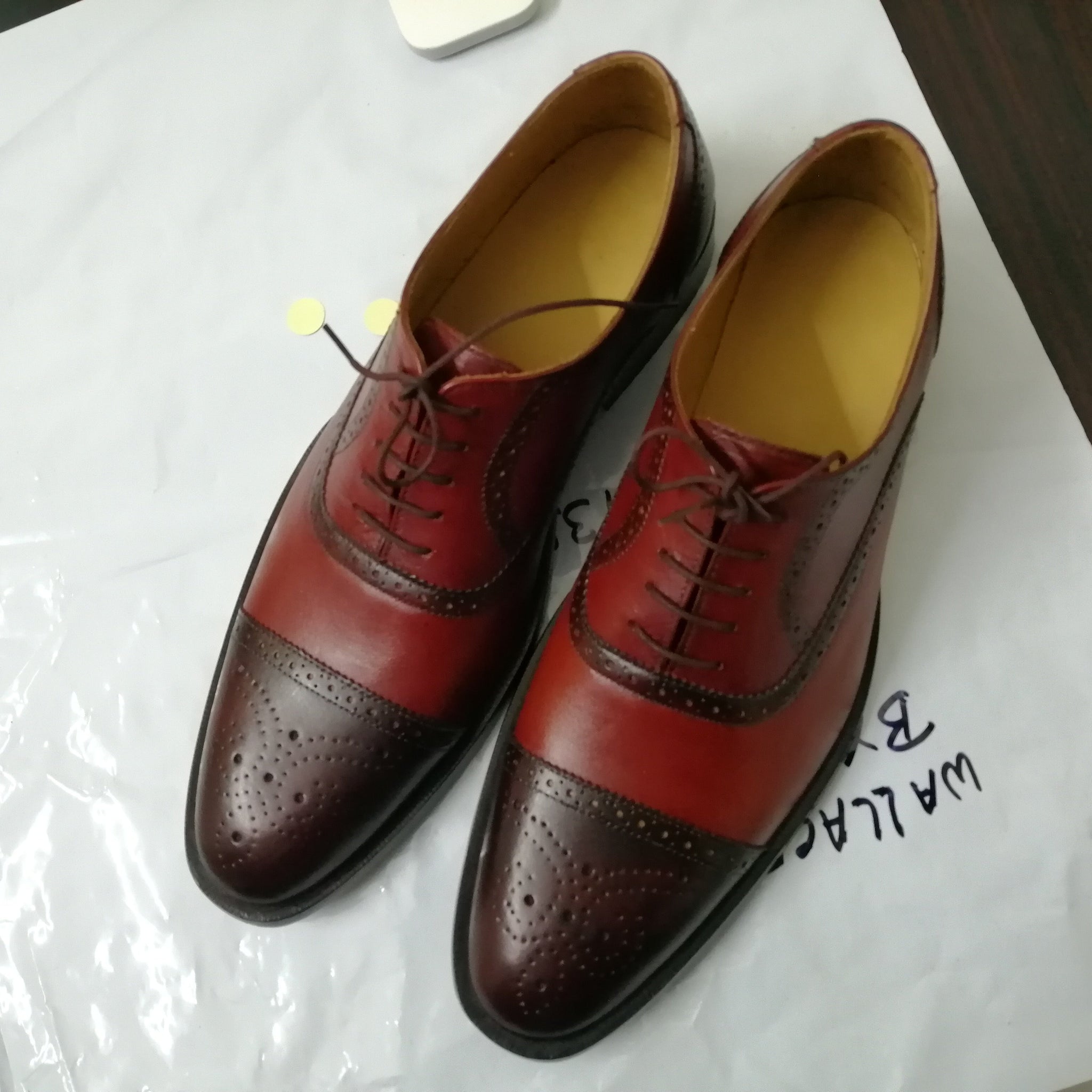 New Handmade Men's Two Tone Tan Brown Cap Toe Brogue Leather Lace Up Shoes, Men Designer Dress Formal Luxury Shoes