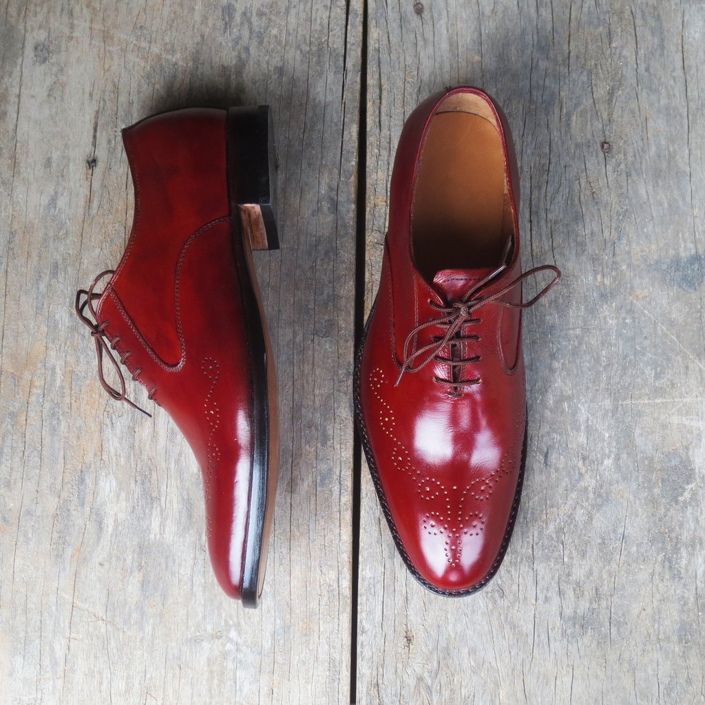 New Handmade Men's Burgundy Brogue Leather Lace Up Shoes, Men Designer Dress Formal Luxury Shoes
