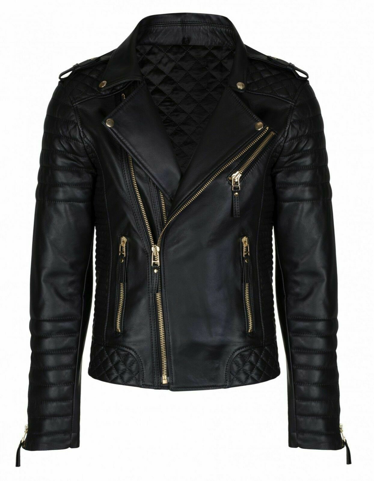 New Men's biker leather jacket, Mens fashion black motorcycle leather jackets