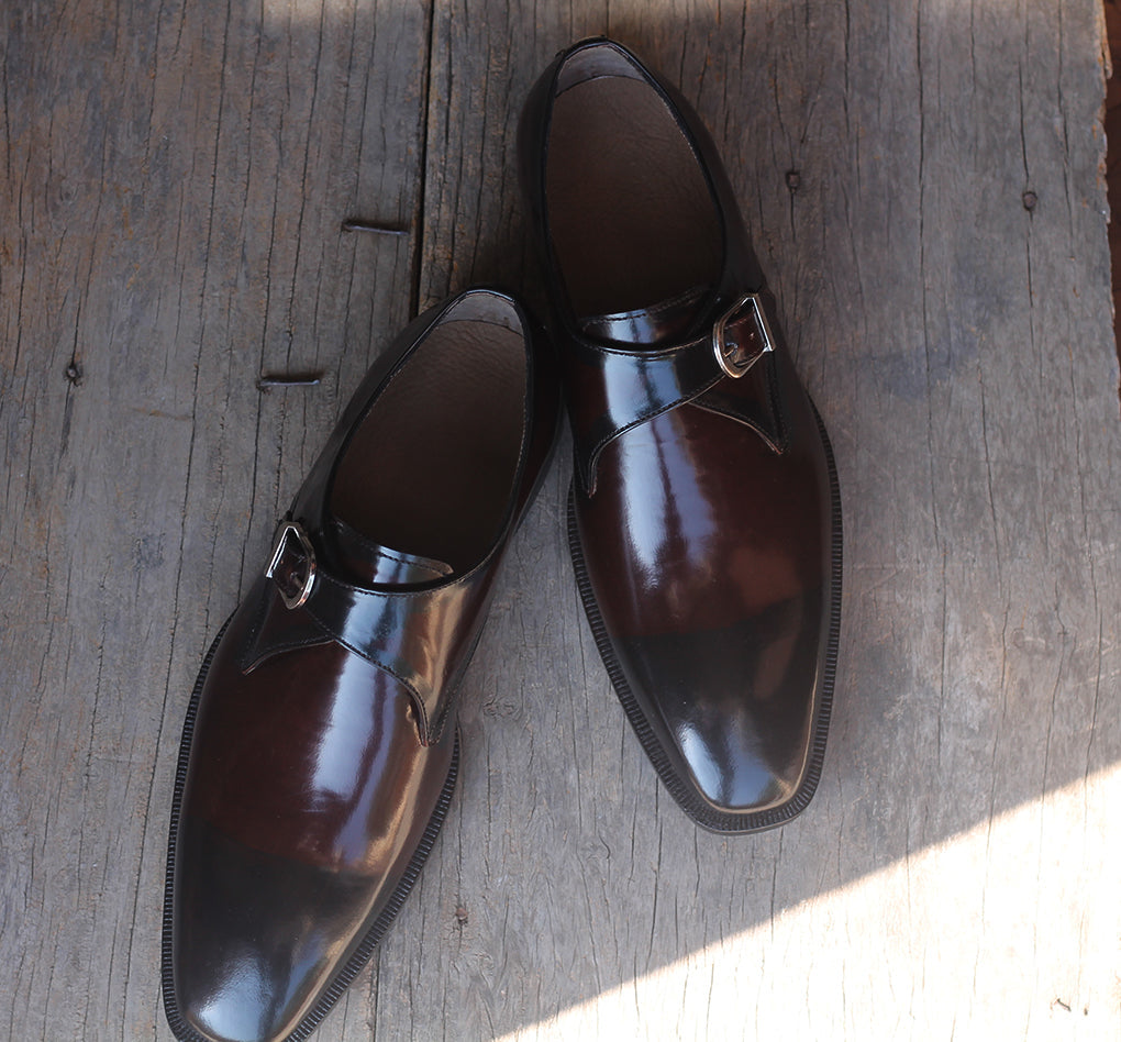 Men’s Handmade Brown Color Monk Strap Leather Shoes, Men Fashion Formal Dress Shoes