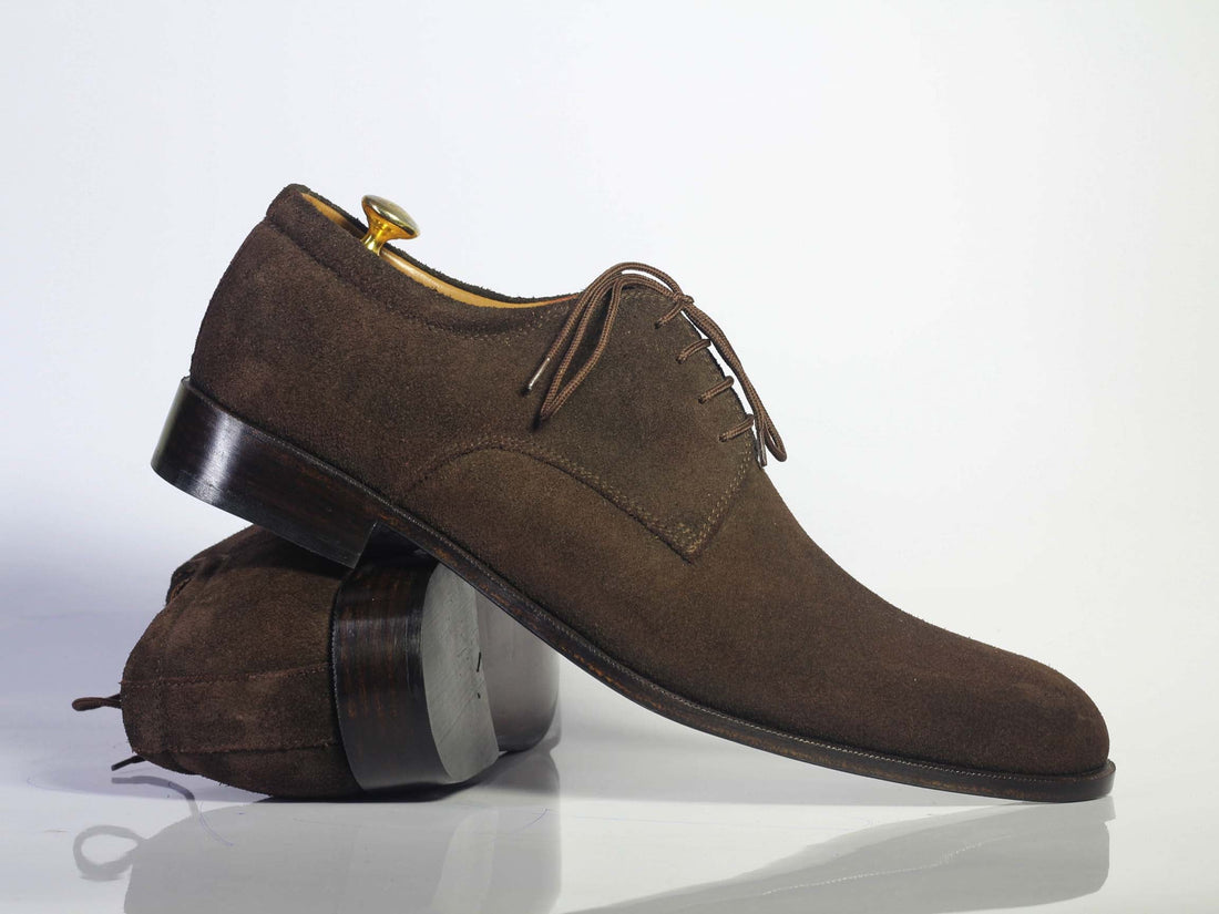 New Handmade Men's Chocolate Brown Suede Lace Up Derby Shoes, Men Designer Dress Formal Luxury Shoes