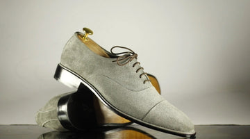 Stylish New Handmade Men's Gray Suede Cap Toe Lace Up Shoes, Men Designer Dress Formal Luxury Shoes