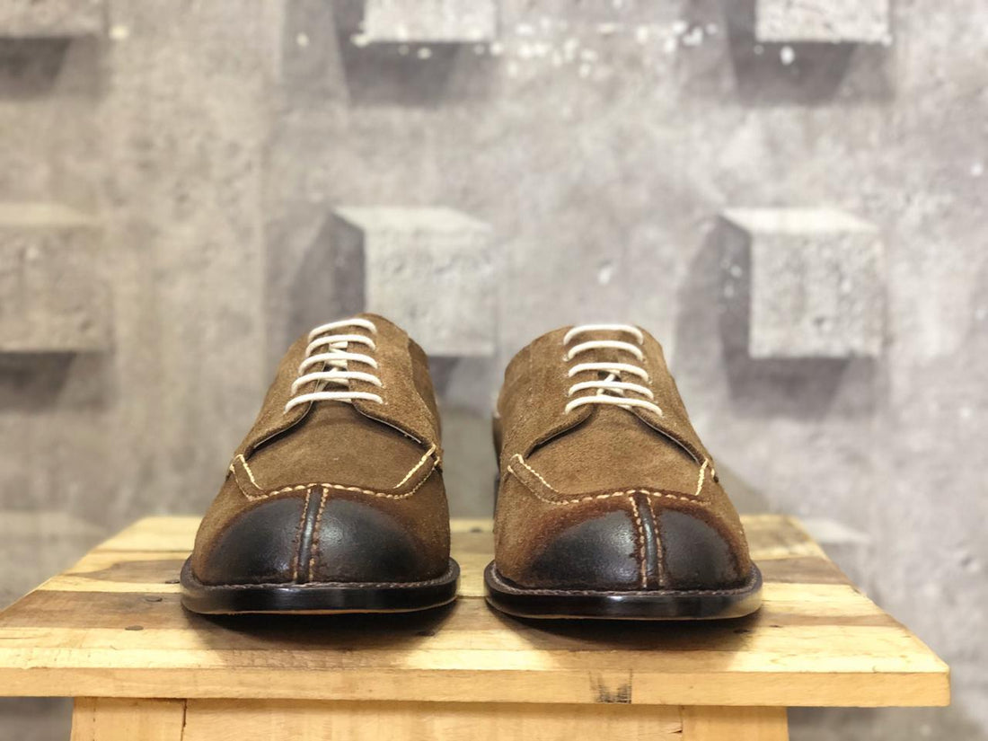 Men’s Handmade Brown Color Split Toe Suede Shoes, Mens Fancy Lace Up Shoes