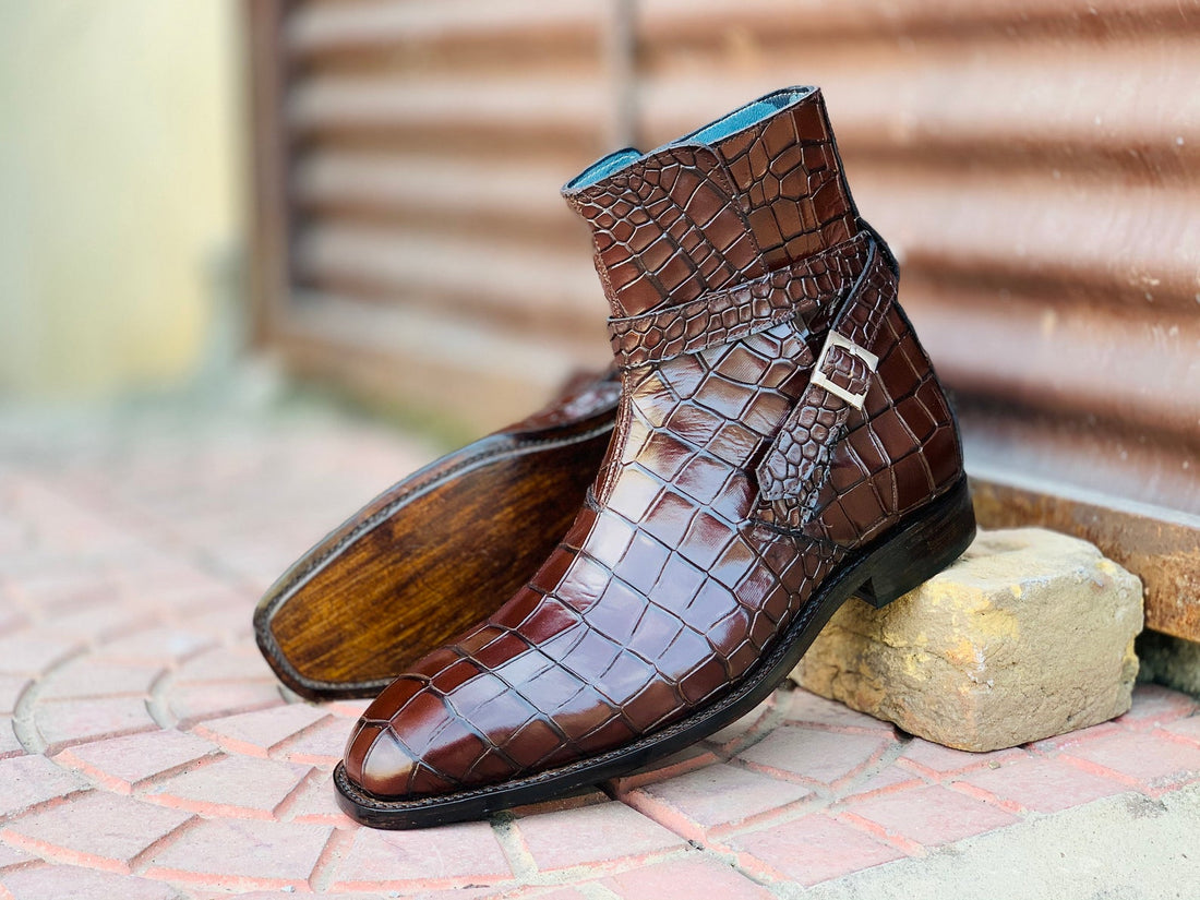 Handmade Mens Brown Color Leather Jodhpur Boots, Men’s Formal Dressing Designer Boots