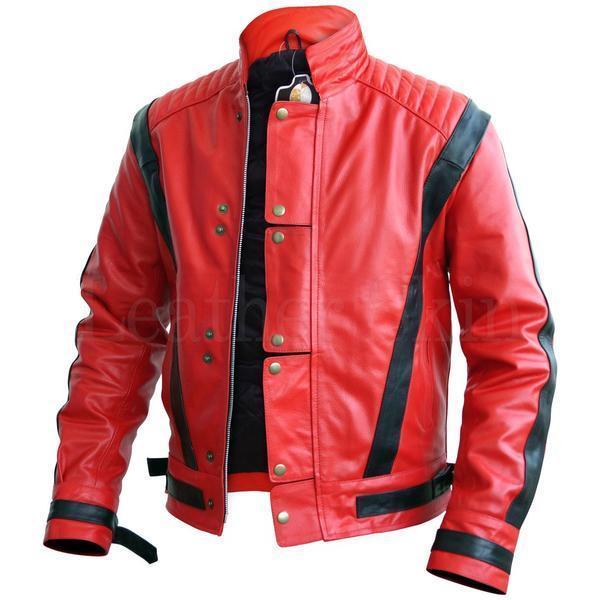 New Men's Stylish Red & Black Leather Jacket, Men's Fashion Biker Jacket