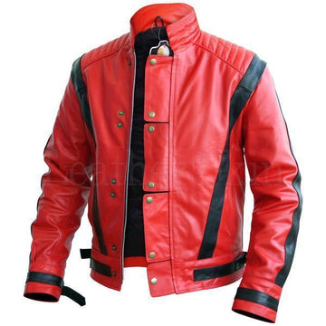 New Men's Stylish Red & Black Leather Jacket, Men's Fashion Biker Jacket